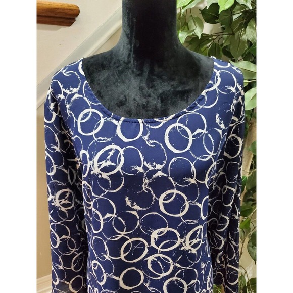 Avenue Women's Blue Polyester Round Neck Long Sleeve Pullover Blouse Size 22/24 - Picture 3 of 13